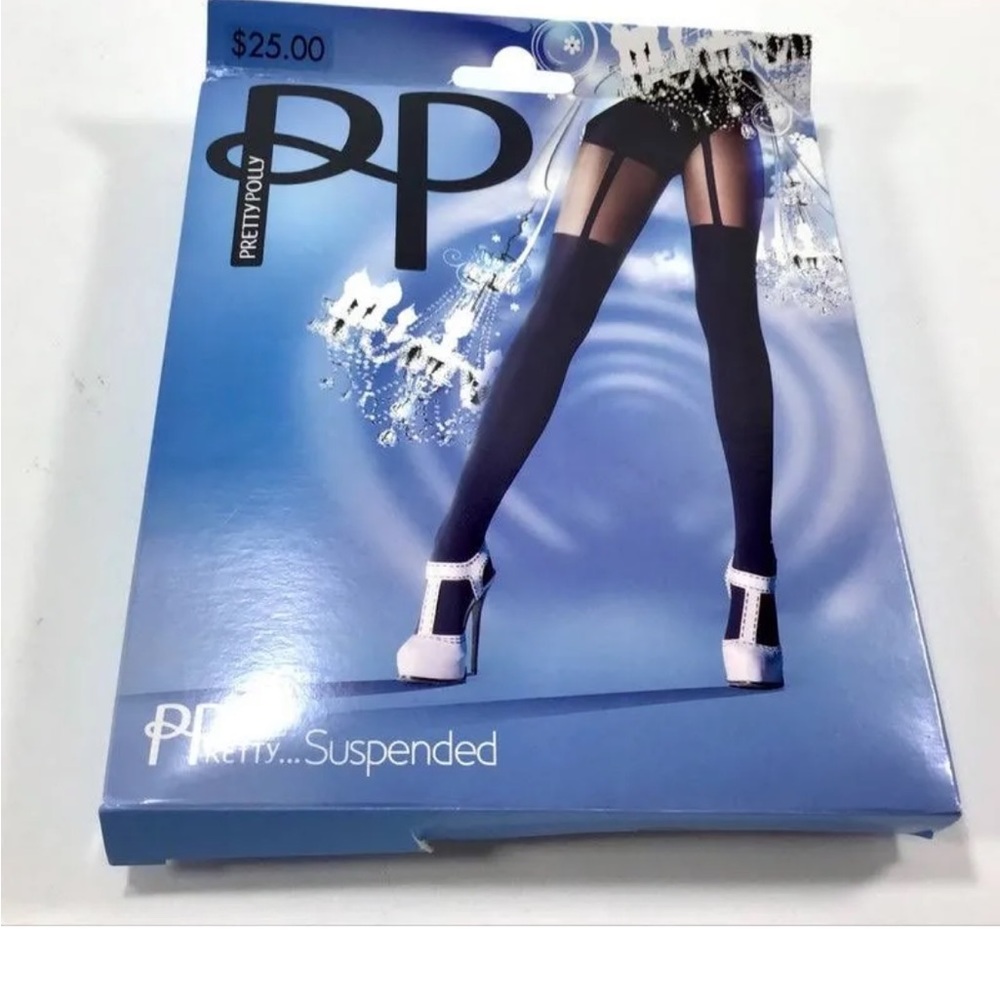 Pretty Polly Suspender tights in black. O/S